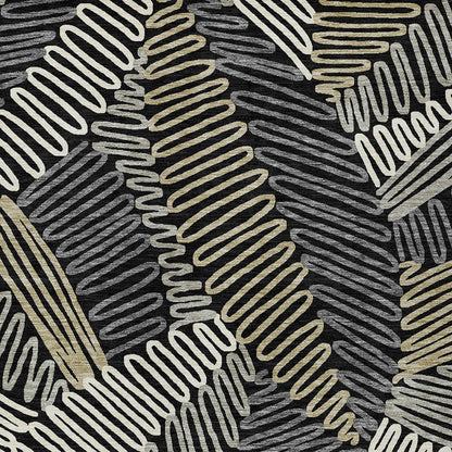 Tabselect Home Line 5' X 8' Black Gray And Ivory Floral Washable Indoor Outdoor Area Rug