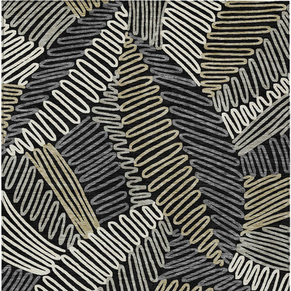 Tabselect Home Line 8' X 10' Black Gray And Ivory Floral Washable Indoor Outdoor Area Rug