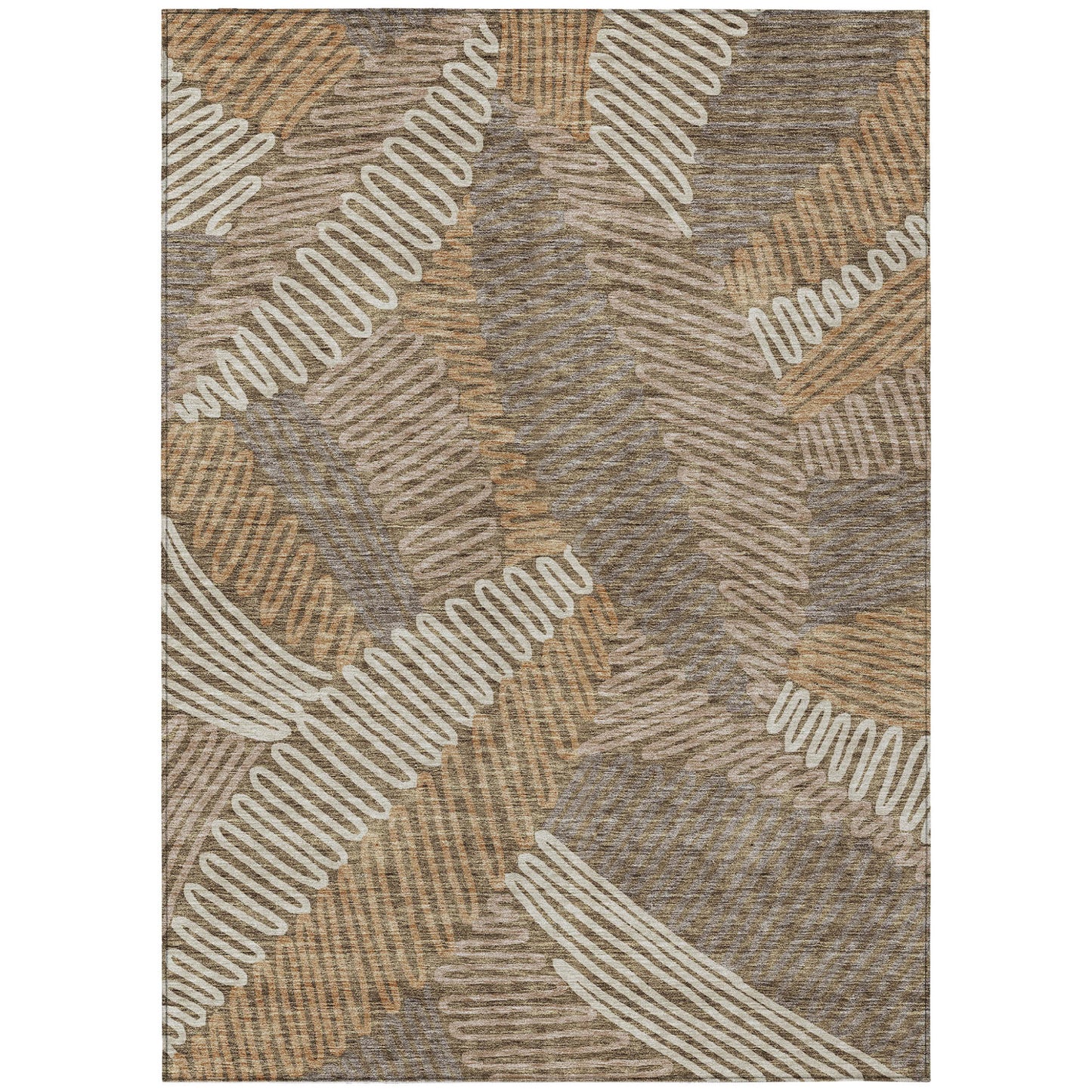 Tabselect Home Line 5' X 8' Brown And Ivory Floral Washable Indoor Outdoor Area Rug