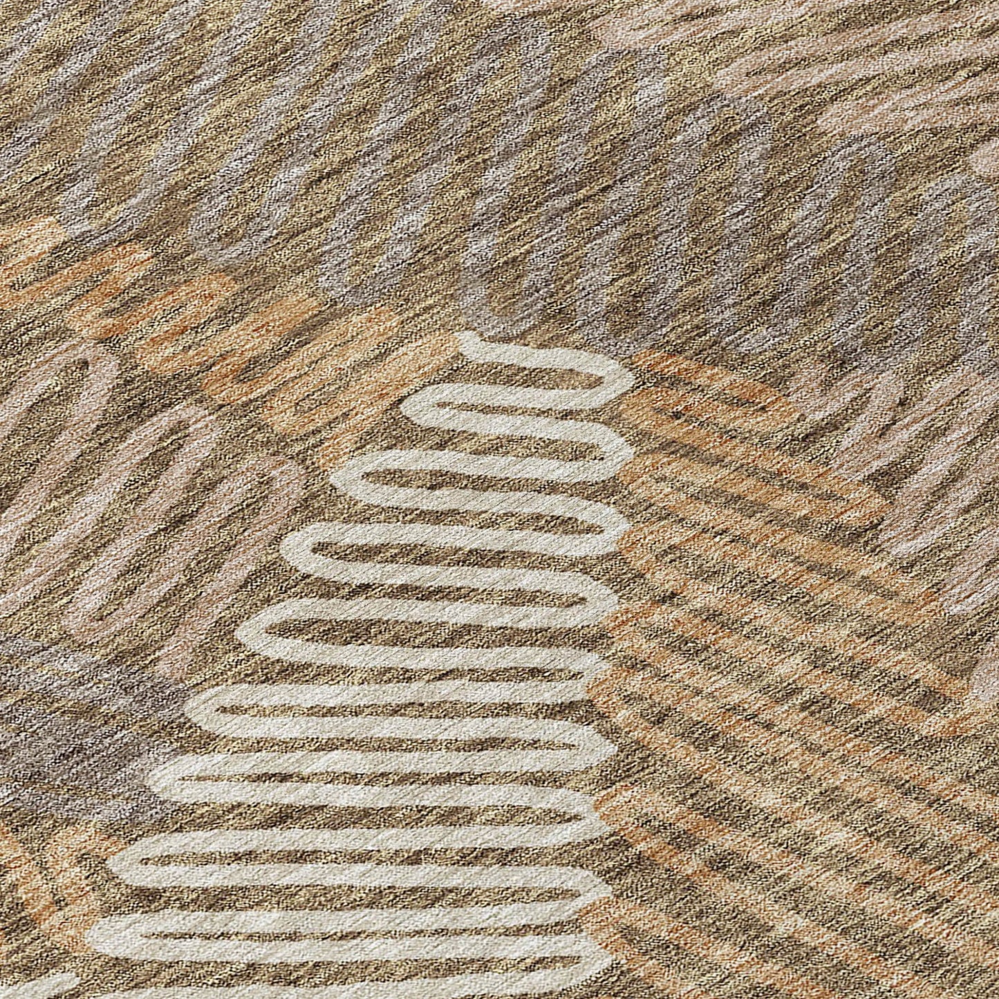 Tabselect Home Line 5' X 8' Brown And Ivory Floral Washable Indoor Outdoor Area Rug