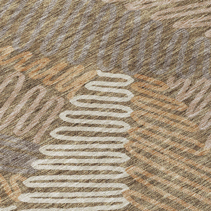 Tabselect Home Line 8' Brown And Ivory Round Floral Washable Indoor Outdoor Area Rug