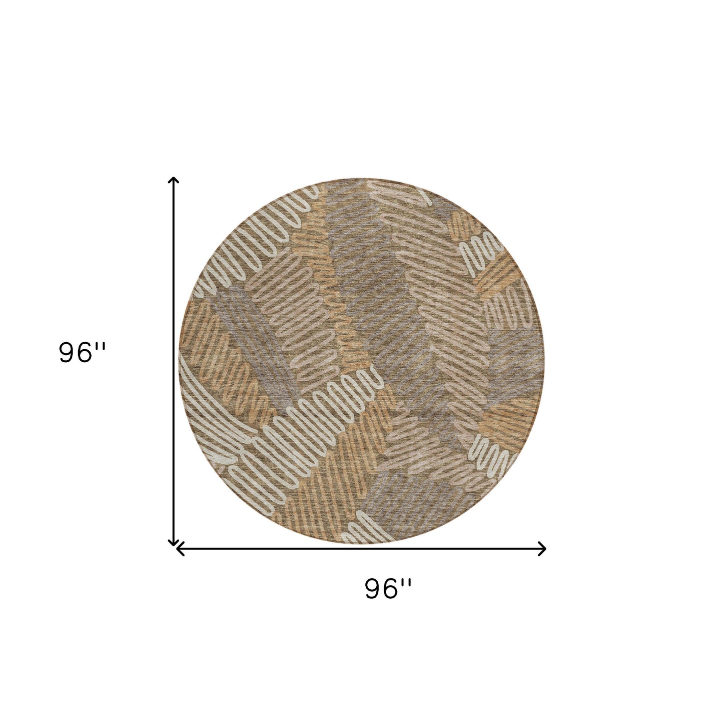 Tabselect Home Line 8' Brown And Ivory Round Floral Washable Indoor Outdoor Area Rug