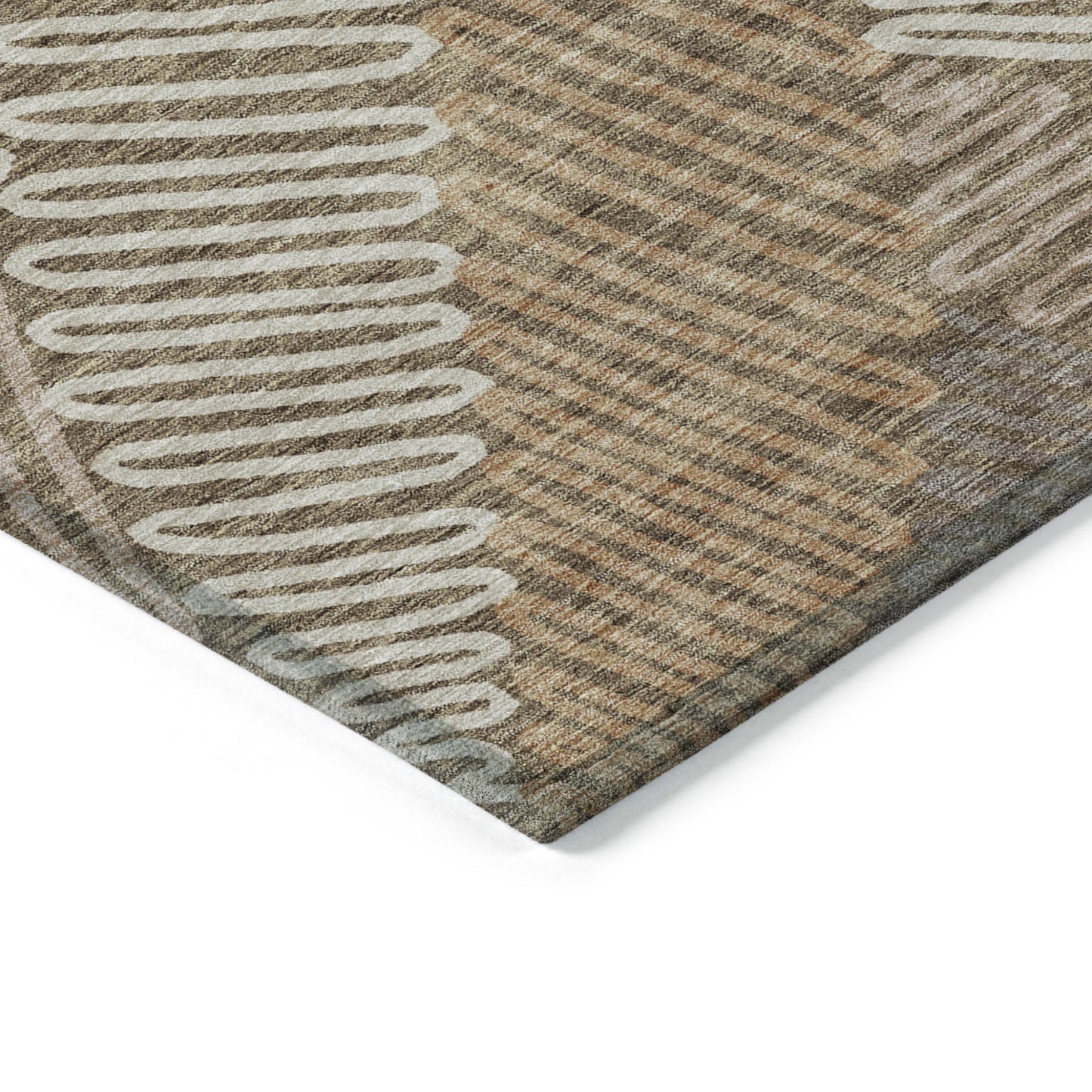 Tabselect Home Line 8' X 10' Brown And Ivory Floral Washable Indoor Outdoor Area Rug