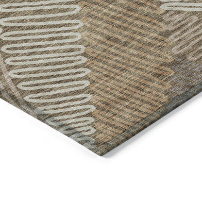 Tabselect Home Line 8' X 10' Brown And Ivory Floral Washable Indoor Outdoor Area Rug