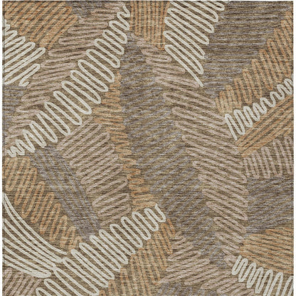 Tabselect Home Line 8' X 10' Brown And Ivory Floral Washable Indoor Outdoor Area Rug