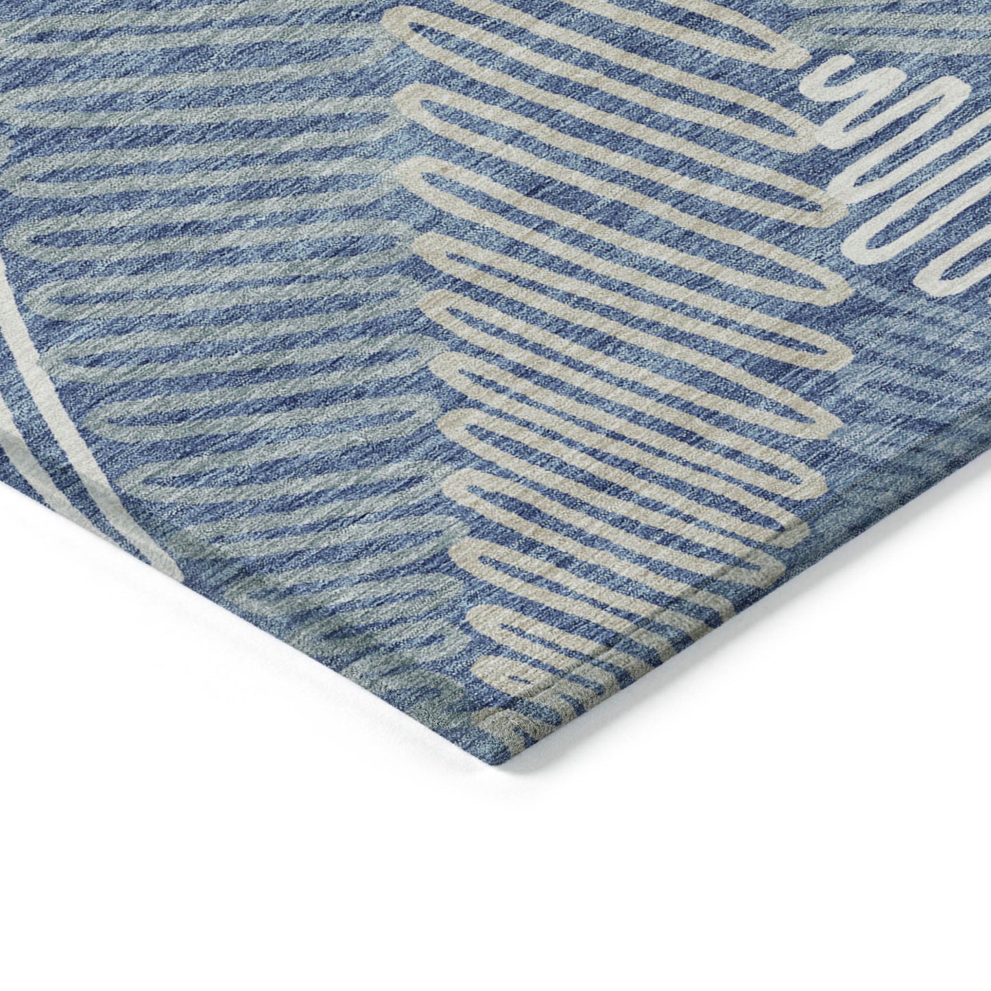 Tabselect Home Line 5' X 8' Blue Gray And Ivory Floral Washable Indoor Outdoor Area Rug