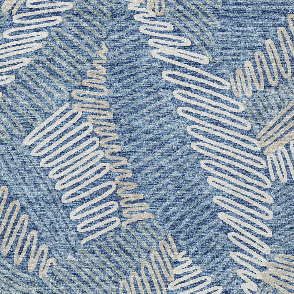 Tabselect Home Line 8' X 10' Blue Gray And Ivory Floral Washable Indoor Outdoor Area Rug