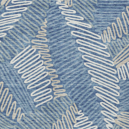 Tabselect Home Line 8' X 10' Blue Gray And Ivory Floral Washable Indoor Outdoor Area Rug