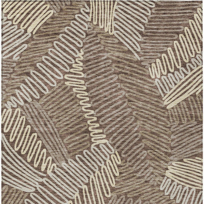 Tabselect Home Line 5' X 8' Chocolate And Ivory Floral Washable Indoor Outdoor Area Rug