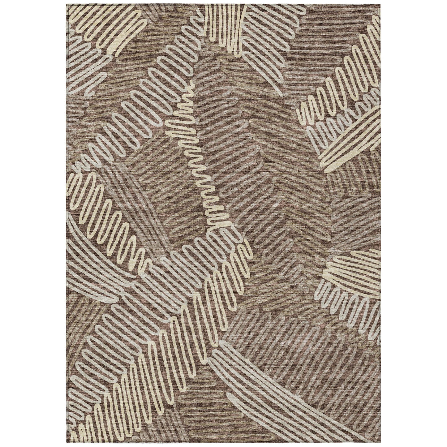 Tabselect Home Line 5' X 8' Chocolate And Ivory Floral Washable Indoor Outdoor Area Rug