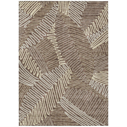 Tabselect Home Line 5' X 8' Chocolate And Ivory Floral Washable Indoor Outdoor Area Rug