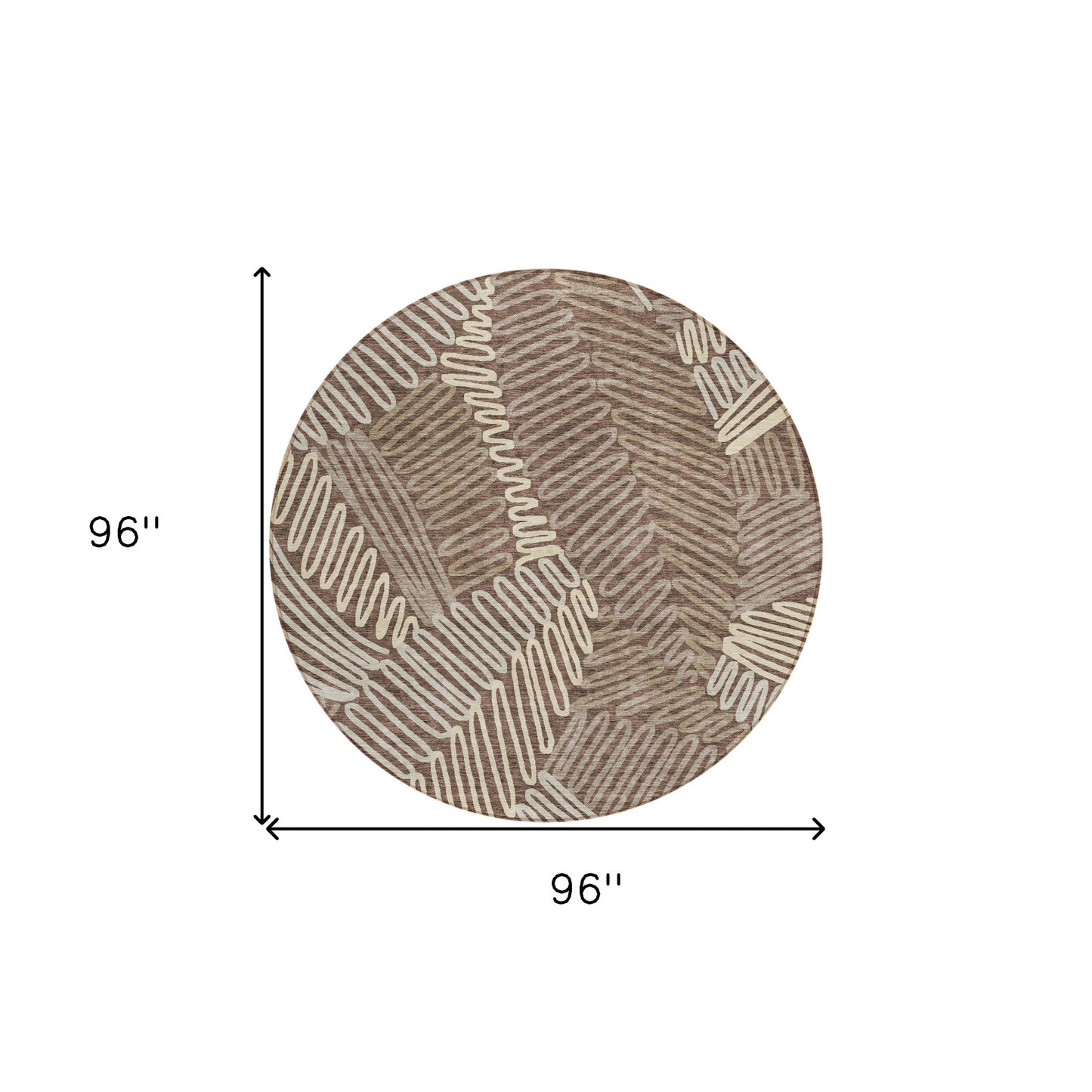 Tabselect Home Line 8' Chocolate And Ivory Round Floral Washable Indoor Outdoor Area Rug