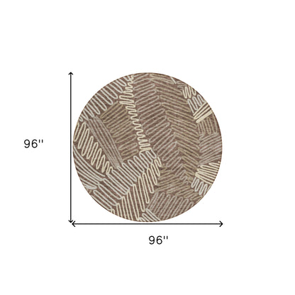 Tabselect Home Line 8' Chocolate And Ivory Round Floral Washable Indoor Outdoor Area Rug