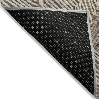 Tabselect Home Line 8' X 10' Chocolate And Ivory Floral Washable Indoor Outdoor Area Rug