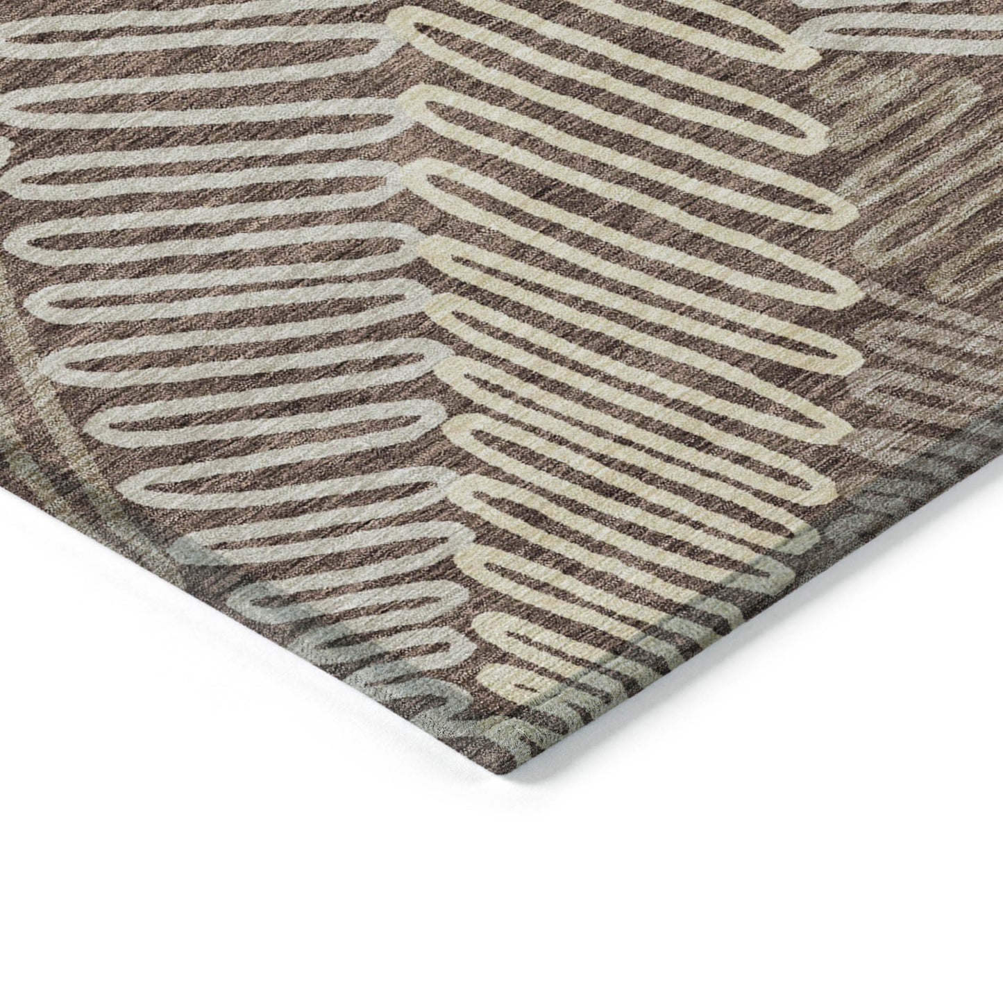Tabselect Home Line 8' X 10' Chocolate And Ivory Floral Washable Indoor Outdoor Area Rug