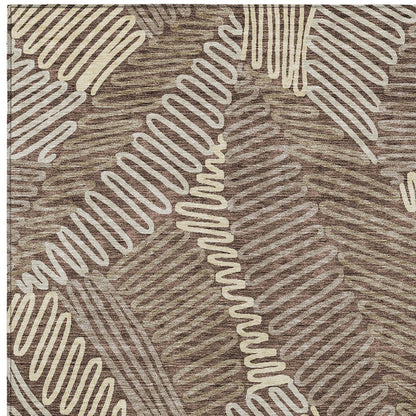 Tabselect Home Line 8' X 10' Chocolate And Ivory Floral Washable Indoor Outdoor Area Rug