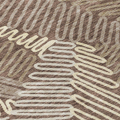 Tabselect Home Line 8' X 10' Chocolate And Ivory Floral Washable Indoor Outdoor Area Rug