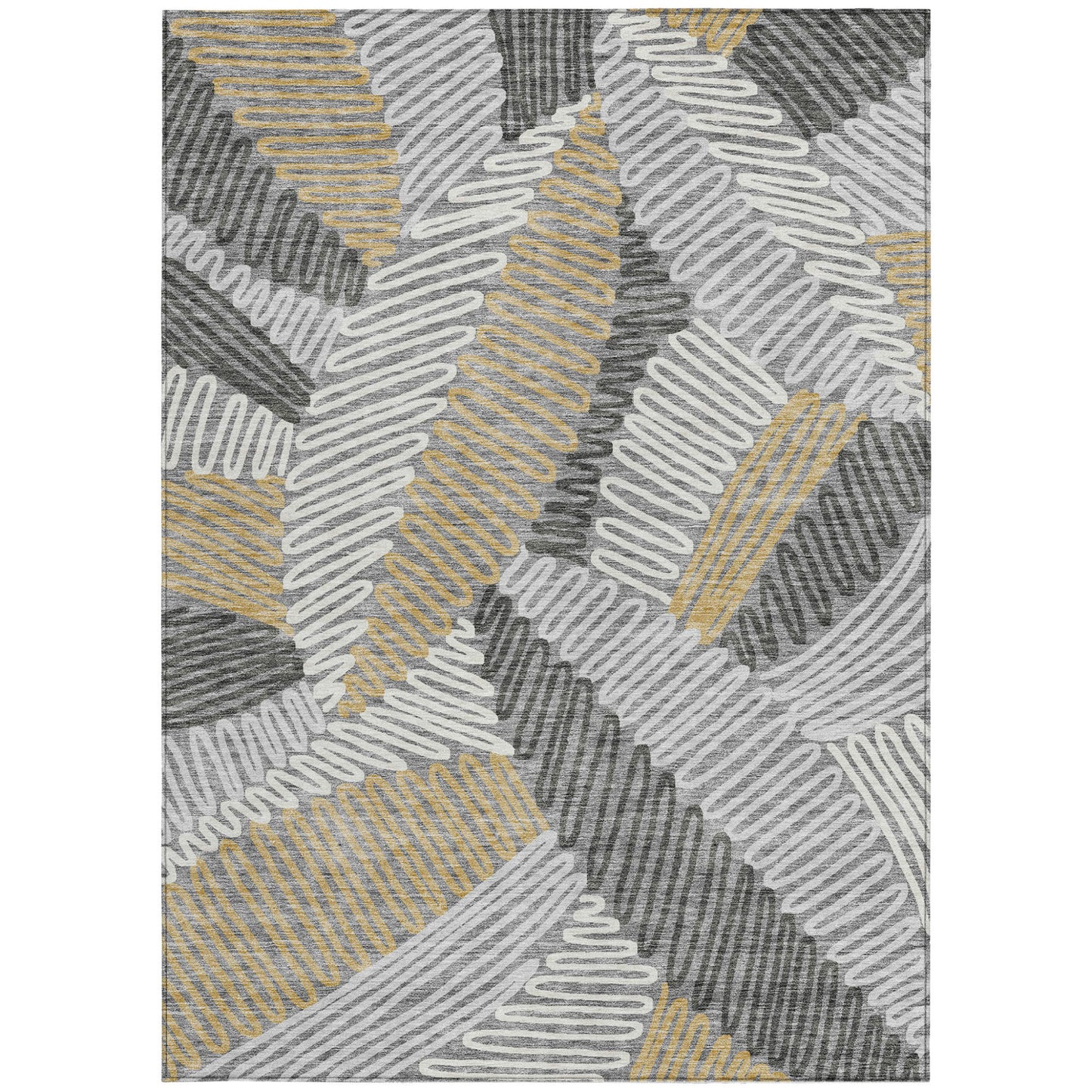 Tabselect Home Line 5' X 8' Gray Beige And Ivory Floral Washable Indoor Outdoor Area Rug