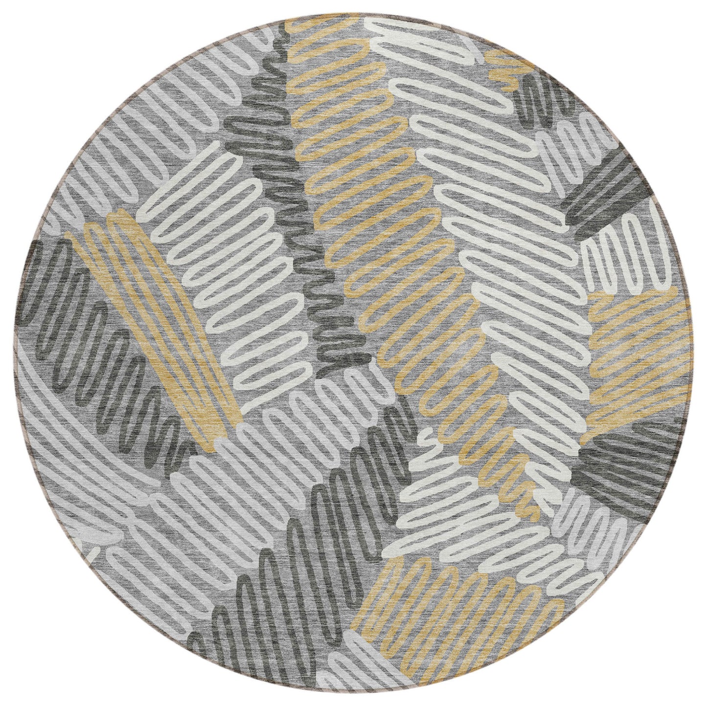Tabselect Home Line 8' Gray Beige And Ivory Round Floral Washable Indoor Outdoor Area Rug