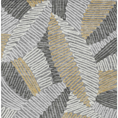 Tabselect Home Line 8' X 10' Gray Beige And Ivory Floral Washable Indoor Outdoor Area Rug