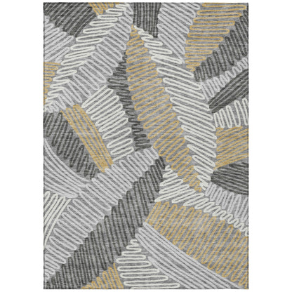 Tabselect Home Line 8' X 10' Gray Beige And Ivory Floral Washable Indoor Outdoor Area Rug