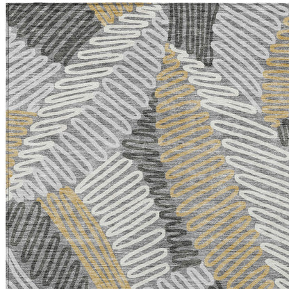 Tabselect Home Line 8' X 10' Gray Beige And Ivory Floral Washable Indoor Outdoor Area Rug