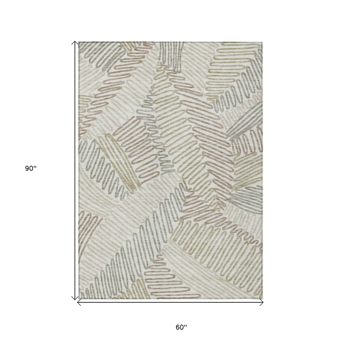 Tabselect Home Line 5' X 8' Ivory Gray And Brown Floral Washable Indoor Outdoor Area Rug