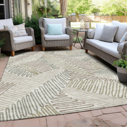Tabselect Home Line 5' X 8' Ivory Gray And Brown Floral Washable Indoor Outdoor Area Rug