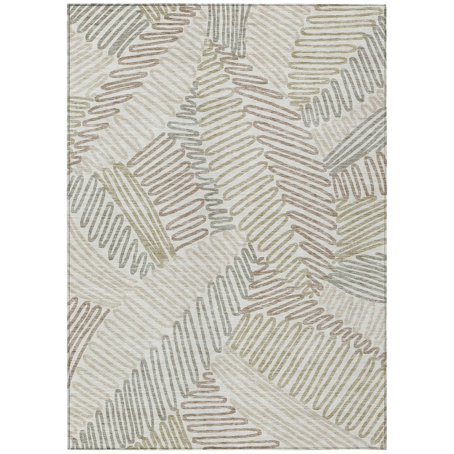 Tabselect Home Line 5' X 8' Ivory Gray And Brown Floral Washable Indoor Outdoor Area Rug