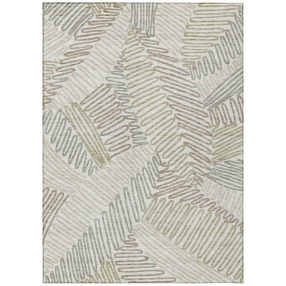 Tabselect Home Line 5' X 8' Ivory Gray And Brown Floral Washable Indoor Outdoor Area Rug