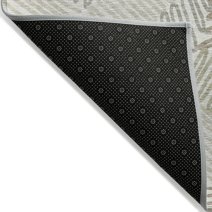 Tabselect Home Line 5' X 8' Ivory Gray And Brown Floral Washable Indoor Outdoor Area Rug