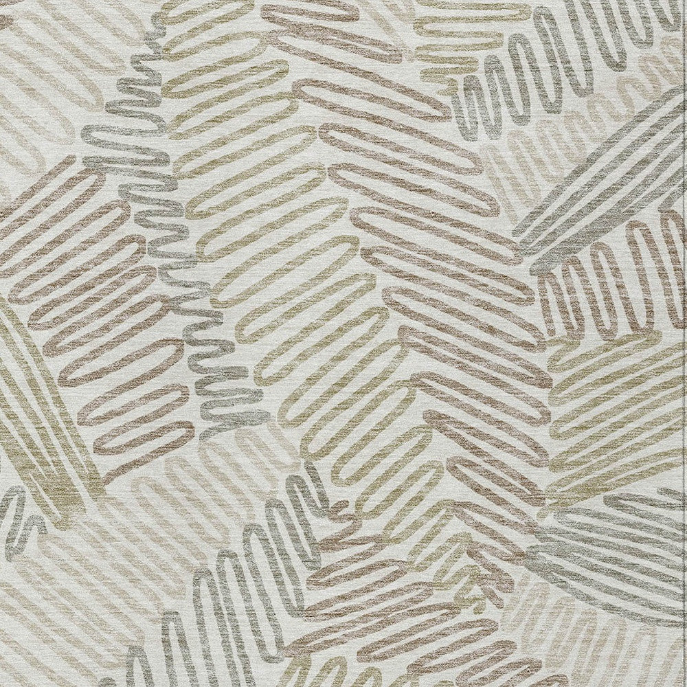 Tabselect Home Line 5' X 8' Ivory Gray And Brown Floral Washable Indoor Outdoor Area Rug