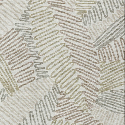 Tabselect Home Line 5' X 8' Ivory Gray And Brown Floral Washable Indoor Outdoor Area Rug