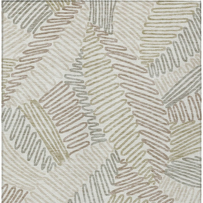 Tabselect Home Line 5' X 8' Ivory Gray And Brown Floral Washable Indoor Outdoor Area Rug