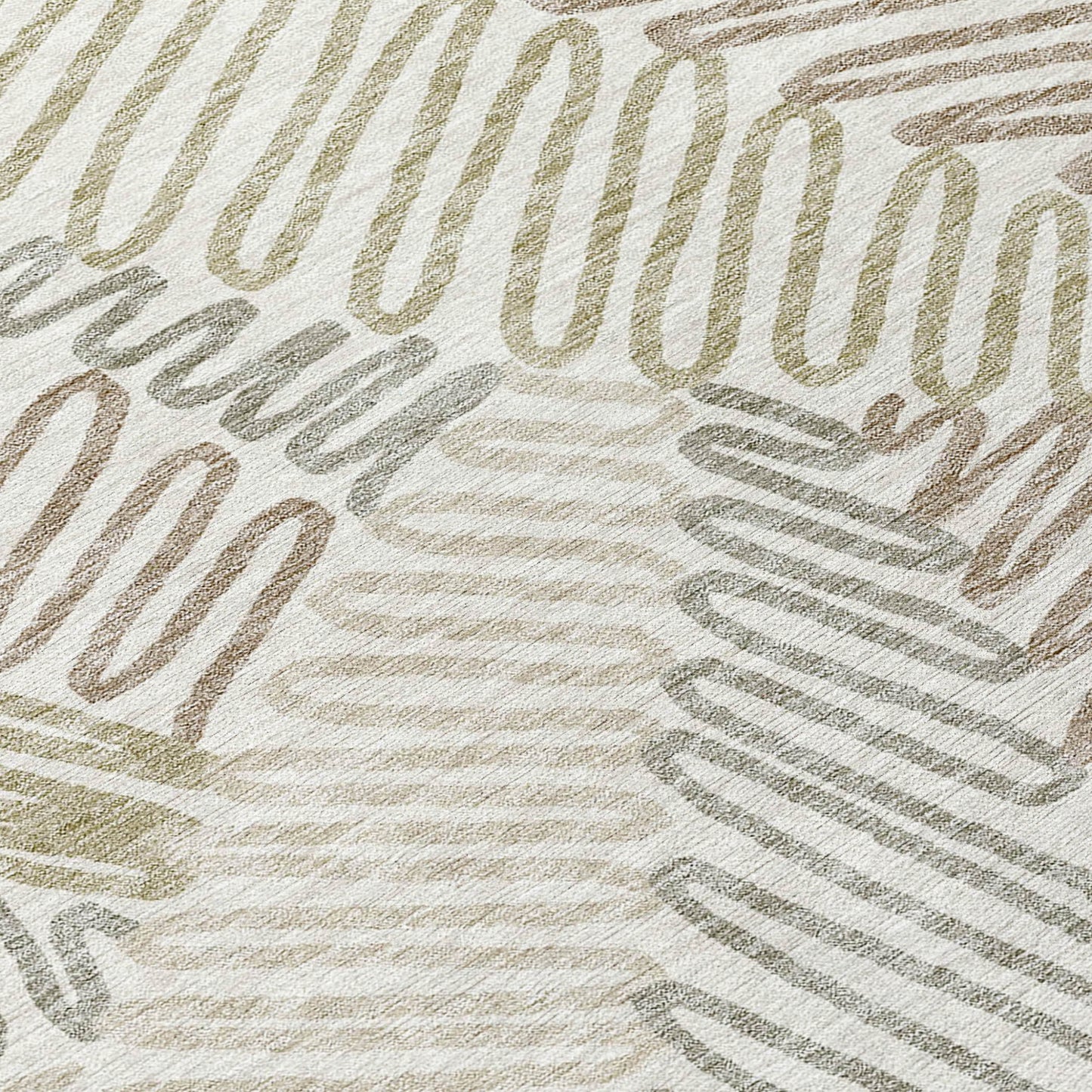 Tabselect Home Line 5' X 8' Ivory Gray And Brown Floral Washable Indoor Outdoor Area Rug