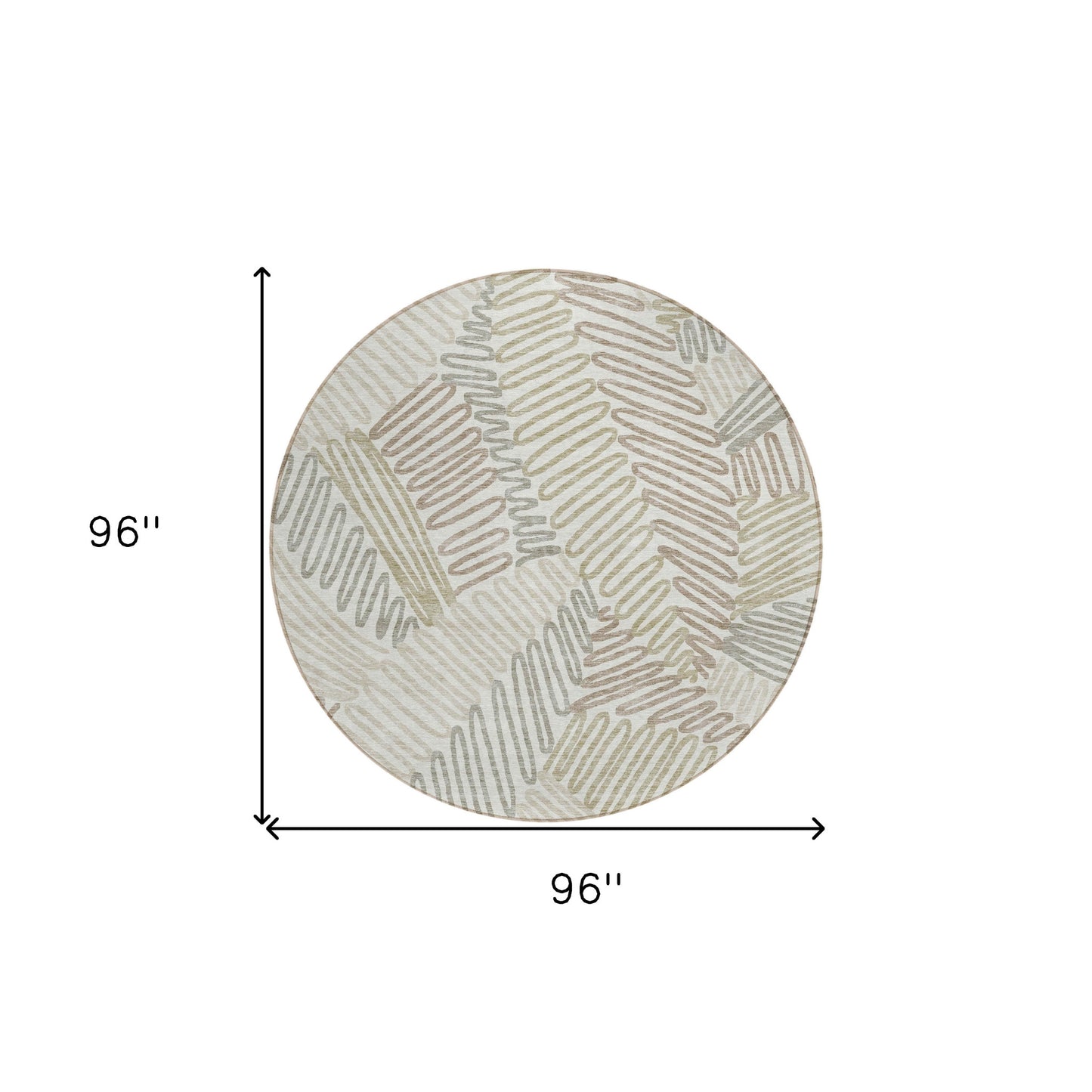 Tabselect Home Line 8' Ivory Gray And Brown Round Floral Washable Indoor Outdoor Area Rug