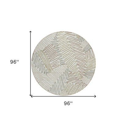 Tabselect Home Line 8' Ivory Gray And Brown Round Floral Washable Indoor Outdoor Area Rug
