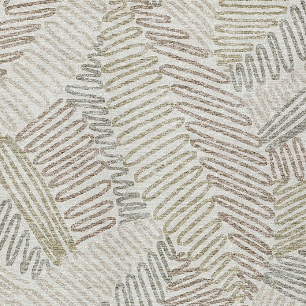 Tabselect Home Line 8' X 10' Ivory Gray And Brown Floral Washable Indoor Outdoor Area Rug