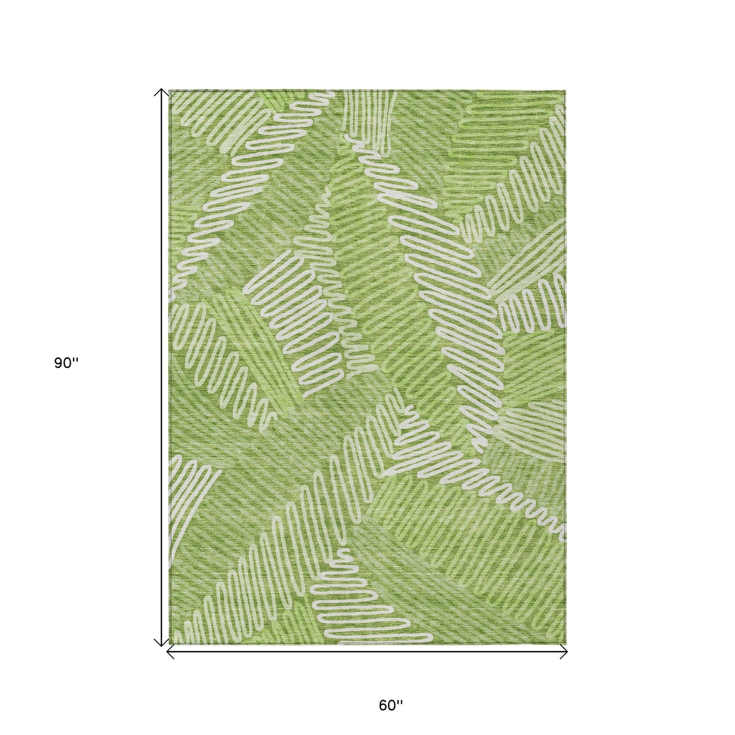 Tabselect Home Line 5' X 8' Lime Green And Ivory Floral Washable Indoor Outdoor Area Rug