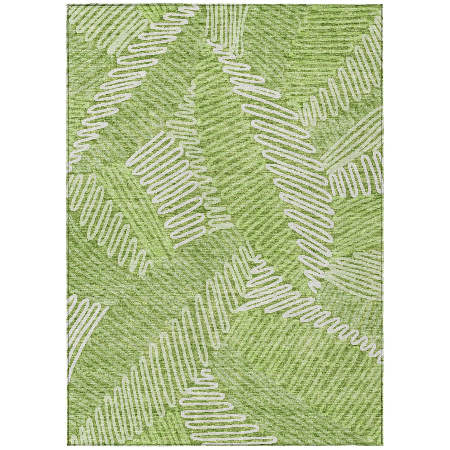 Tabselect Home Line 5' X 8' Lime Green And Ivory Floral Washable Indoor Outdoor Area Rug