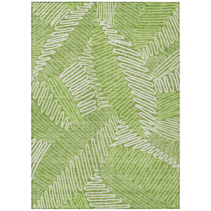 Tabselect Home Line 5' X 8' Lime Green And Ivory Floral Washable Indoor Outdoor Area Rug