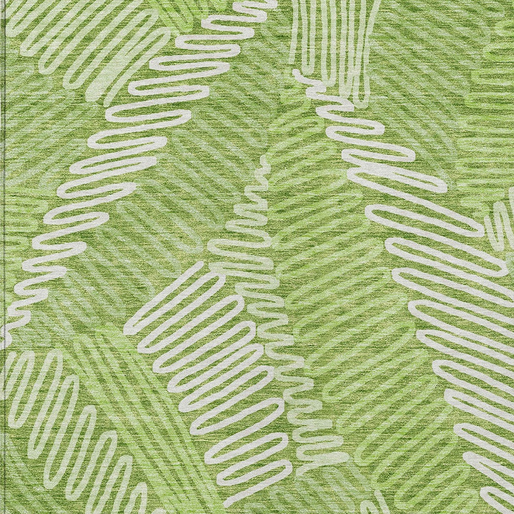 Tabselect Home Line 5' X 8' Lime Green And Ivory Floral Washable Indoor Outdoor Area Rug