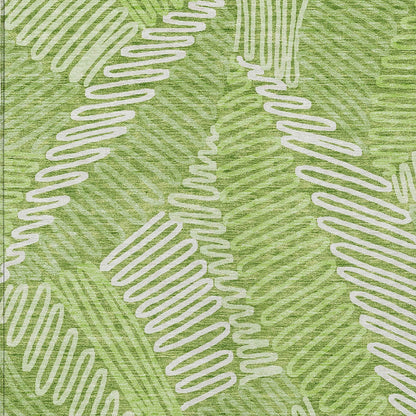 Tabselect Home Line 5' X 8' Lime Green And Ivory Floral Washable Indoor Outdoor Area Rug