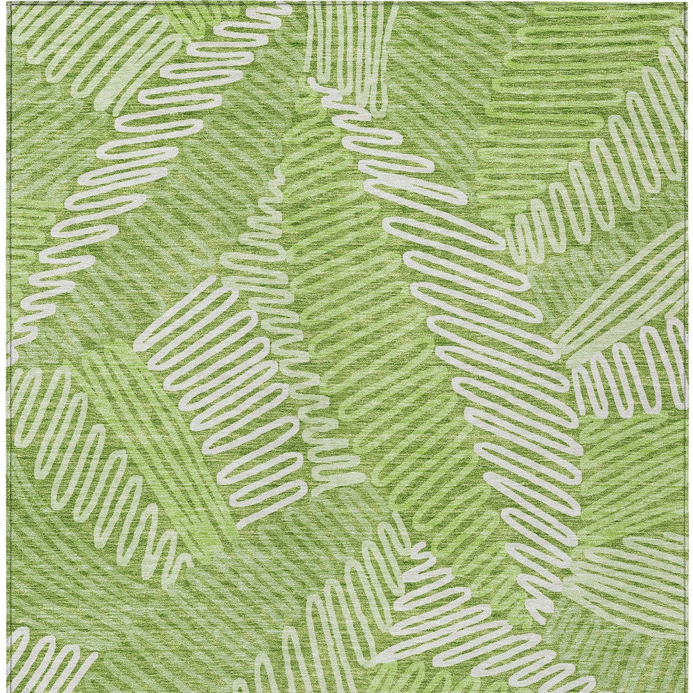 Tabselect Home Line 5' X 8' Lime Green And Ivory Floral Washable Indoor Outdoor Area Rug