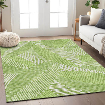 Tabselect Home Line 5' X 8' Lime Green And Ivory Floral Washable Indoor Outdoor Area Rug