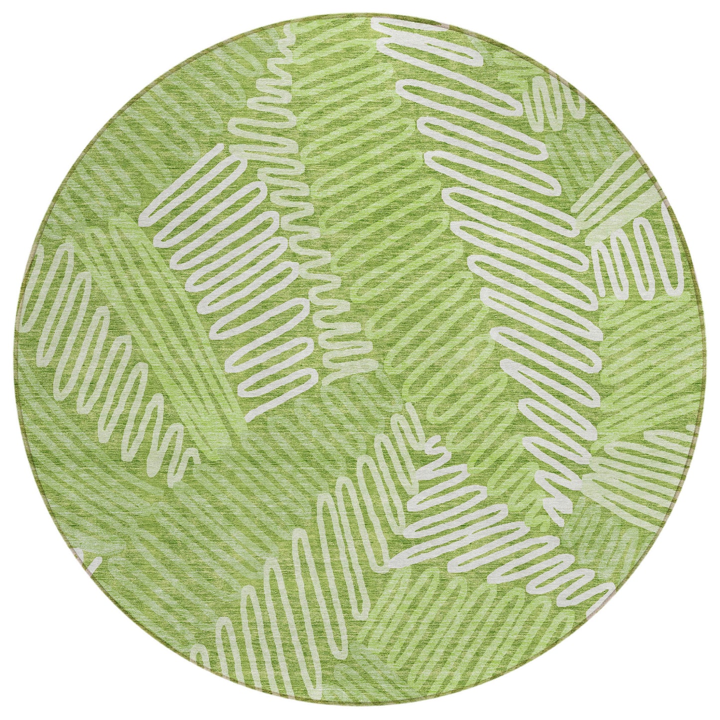 Tabselect Home Line 8' Lime Green And Ivory Round Floral Washable Indoor Outdoor Area Rug