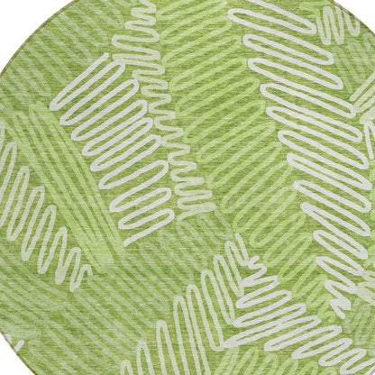 Tabselect Home Line 8' Lime Green And Ivory Round Floral Washable Indoor Outdoor Area Rug