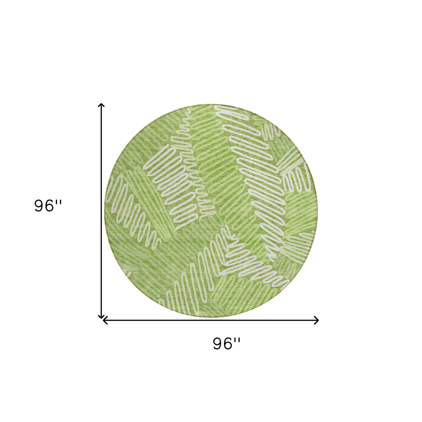 Tabselect Home Line 8' Lime Green And Ivory Round Floral Washable Indoor Outdoor Area Rug