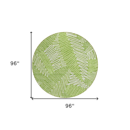 Tabselect Home Line 8' Lime Green And Ivory Round Floral Washable Indoor Outdoor Area Rug