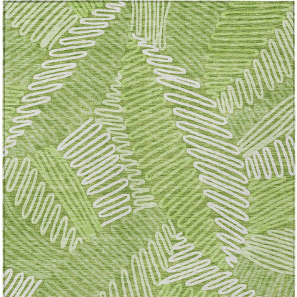 Tabselect Home Line 8' X 10' Lime Green And Ivory Floral Washable Indoor Outdoor Area Rug